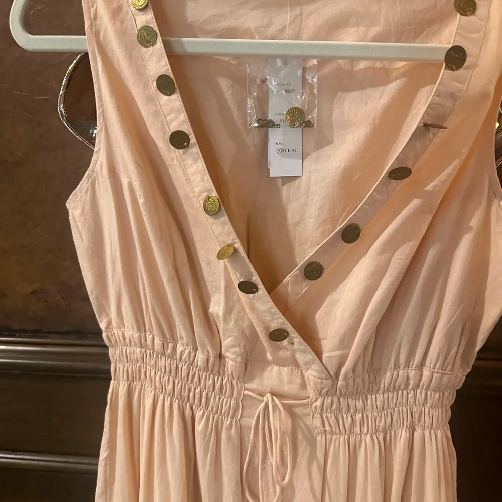 NWT SIZE S Pink Sleeveless Tiered Sundress with V-Neck - Picture 4 of 6